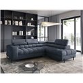 Corner sofa Elferucce R, sleeping function, Aura 40, velvet, dark blue, H93x200x276cm
