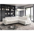 Corner sofa Elferucce R, sleeping function, Royal 01, bouclé, white, H93x200x276cm