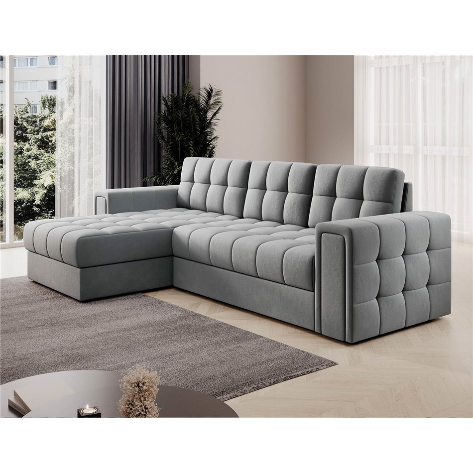 Угловой диван Elveni L/R Reversible, раздвижной, Sola 04, серый, H82x150x260см