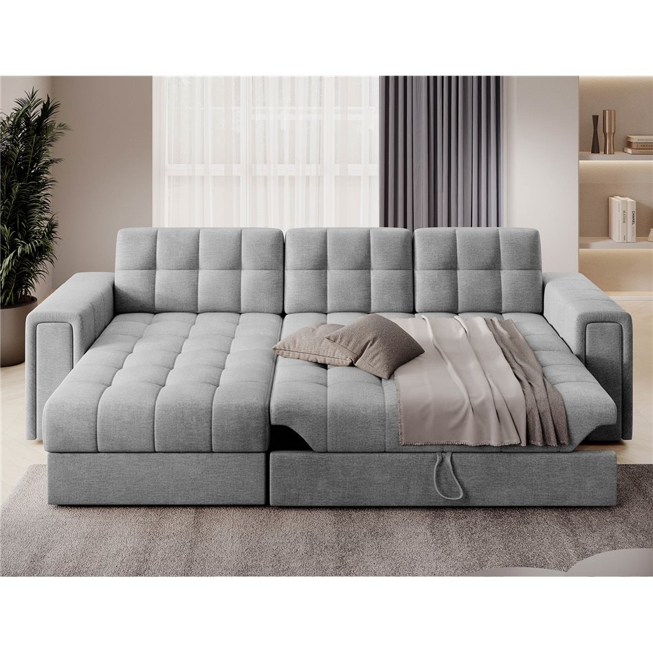 Угловой диван Elveni L/R Reversible, раздвижной, Монолит 84, серый, H82x150x260см