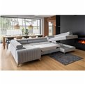U shape sofa Elouis R, sleeping function, Rekta 100, velvet, grey, H92x202x347cm