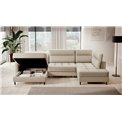 U shape sofa Elberto L, sleeping function, Manhattan 18, velvet, beige, H100x165x306cm