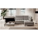 U shape sofa Elberto L, sleeping function, Raquel 03, grey, H100x165x306cm