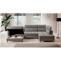 U shape sofa Elberto L, sleeping function, Raquel 04, grey, H100x165x306cm