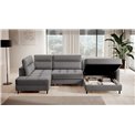 U shape sofa Elberto R, sleeping function, Toscany 03, velvet, grey, H100x165x306cm