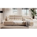 U shape sofa Elberto R, sleeping function, Toscany 18, velvet, beige, H100x165x306cm