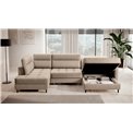 U shape sofa Elberto R, sleeping function, Aubron 20, wavy velvet, beige, H100x165x306cm