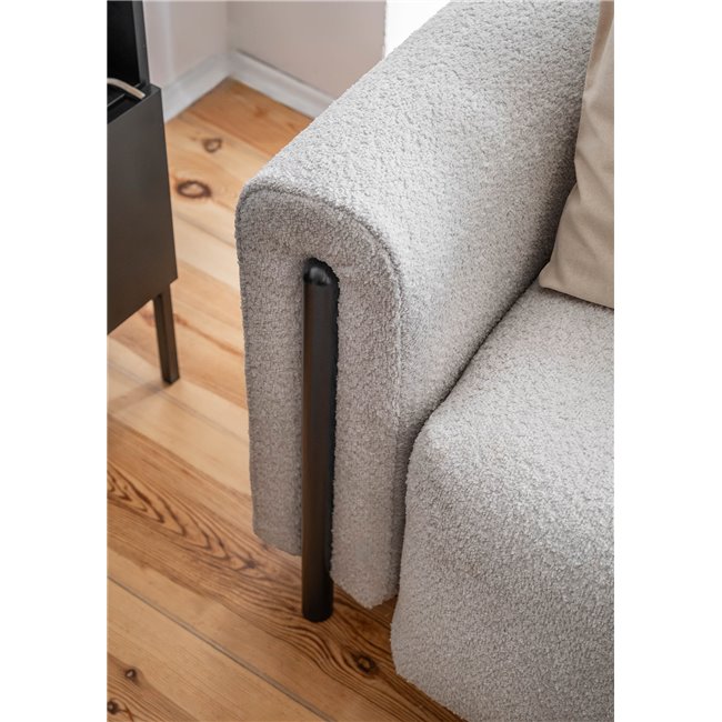 Sofa bed Elcadova Black, sleeping function, Royal 04, bouclé, grey, H97x97x244cm