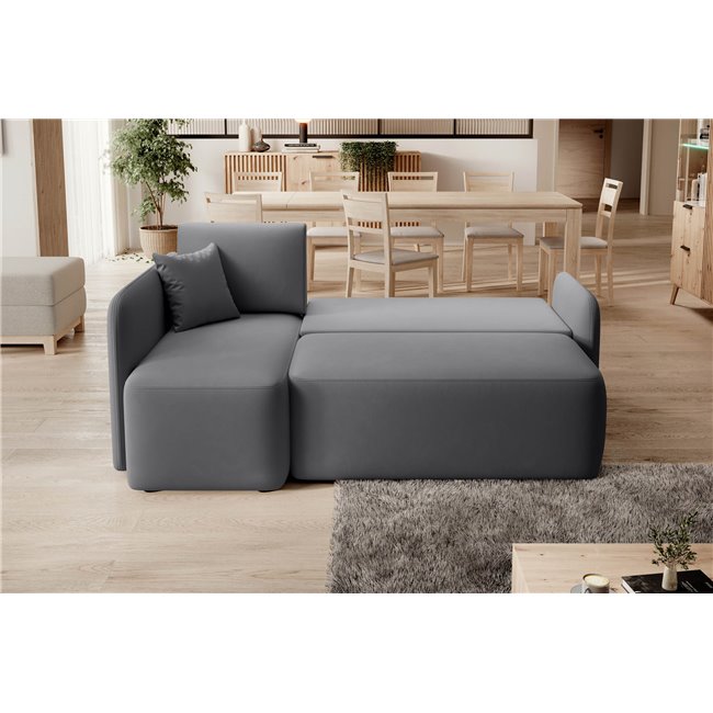 Corner sofa Elhandson L, sleeping function, Sola 6, dark grey, H89x150x206cm