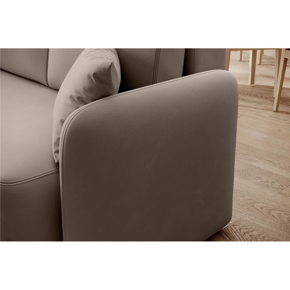 Corner sofa Elhandson L, sleeping function, Sola 18, beige, H89x150x206cm