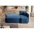 Corner sofa Elhandson R, sleeping function, Lukso 40, velvet, blue, H89x150x206cm