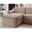 Corner sofa Elume L, sleeping function, Amore 18, Velvetmat 22, bouclé, cream, H88x190x287cm