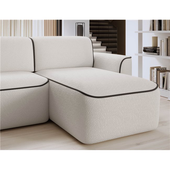 Угловой диван Elume R, с механизмом раскладыванием, Royal 01, Velvetmat 22, букле, белый, H88x190x287см