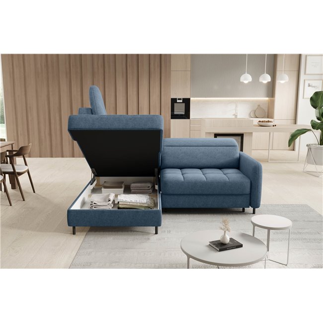 Corner sofa Elbare L, sleeping function, Raquel 40, dark blue, H100x160x208cm