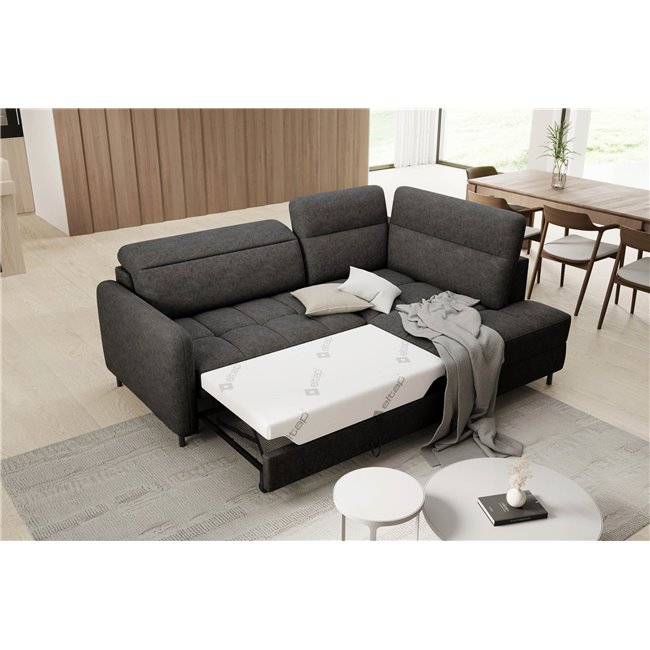 Corner sofa Elbare R, sleeping function, Raquel 05, dark grey, H100x160x208cm
