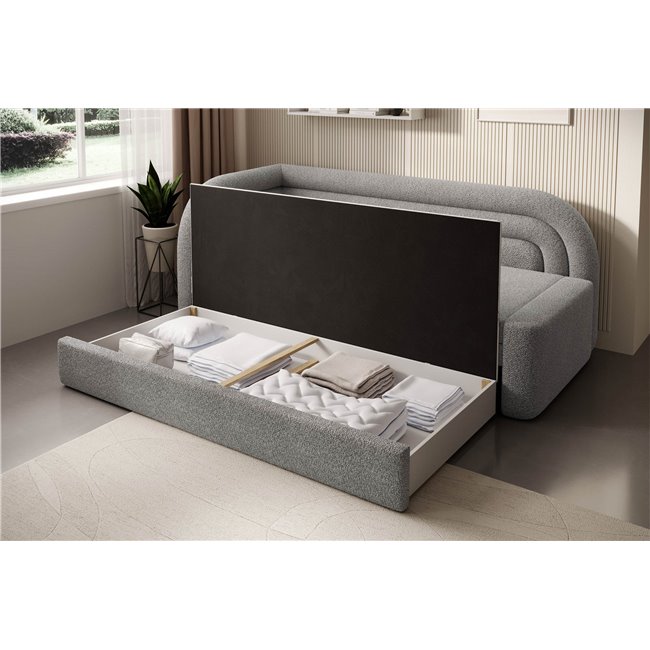 Sofa bed Elfabilo L, sleeping function, Royal 04, bouclé, grey, H80x86x223cm