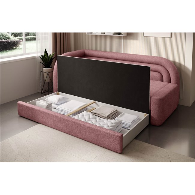 Sofa bed Elfabilo L, sleeping function, Touch 24, textured velvet, pink, H80x86x223cm