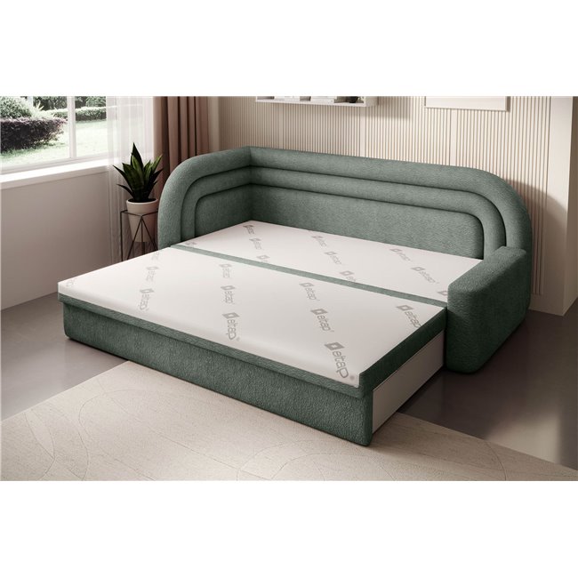 Sofa bed Elfabilo L, sleeping function, Touch 100, textured velvet, green, H80x86x223cm