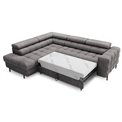 Corner sofa Elferucce L, sleeping function, Aura 04, velvet, grey, H93x200x276cm