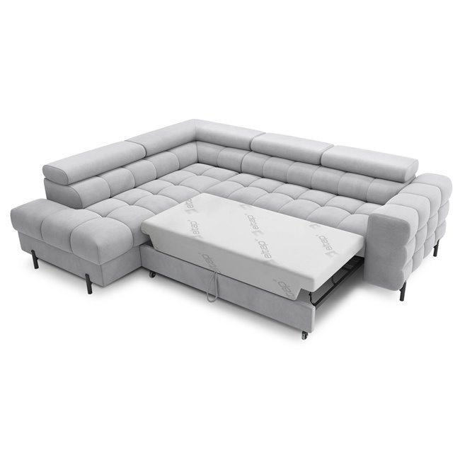 Corner sofa Elferucce L, sleeping function, Paros 05, grey, H93x200x276cm