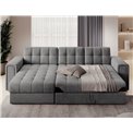 Corner sofa Elveni L/R Reversible, sleeping function, Monolith 85, velvet, grey, H82x150x260cm