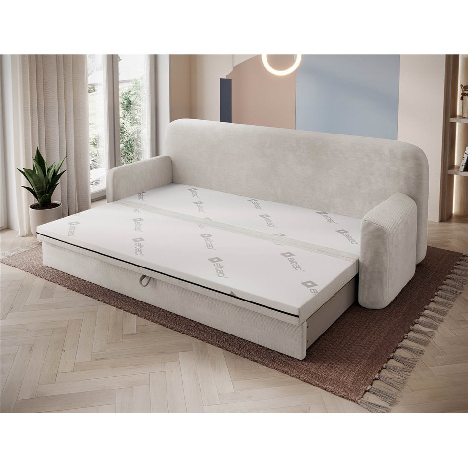 Sofa bed Elioss, sleeping function, Tabbris 18, beige, H87x89x236cm