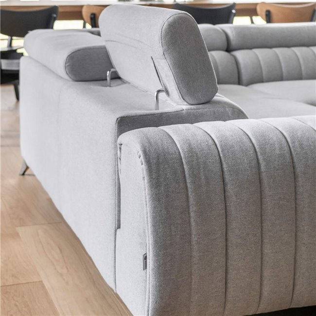 U shape sofa Elouis R, sleeping function, Rekta 100, velvet, grey, H92x202x347cm