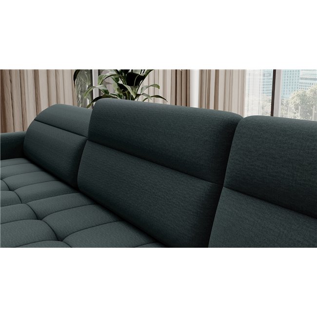 U shape sofa Elberto L, sleeping function, Manhattan 38, velvet, green, H100x165x306cm