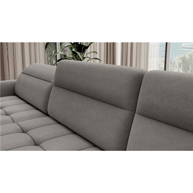 U shape sofa Elberto L, sleeping function, Raquel 04, grey, H100x165x306cm