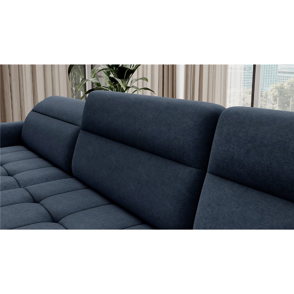 U shape sofa Elberto L, sleeping function, Raquel 40, blue, H100x165x306cm