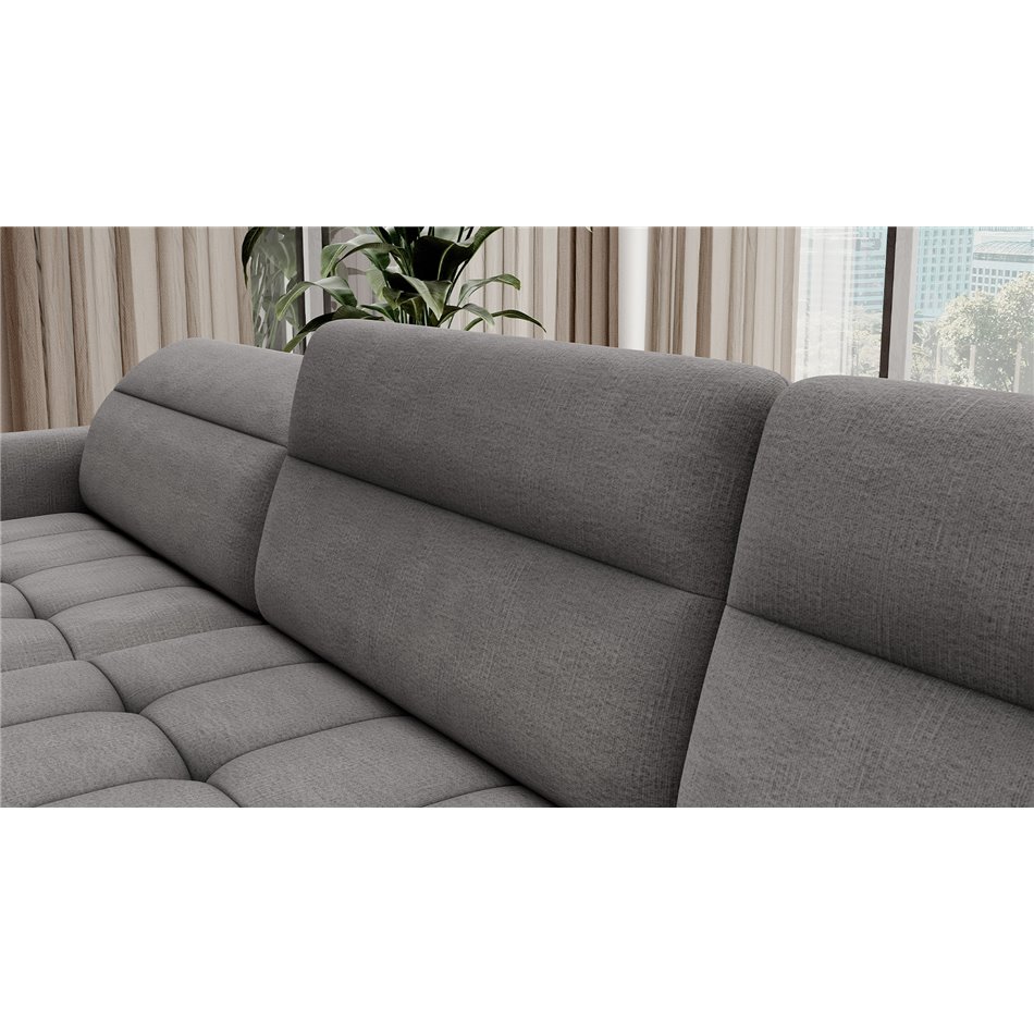 U shape sofa Elberto L, sleeping function, Toscany 03, velvet, grey, H100x165x306cm