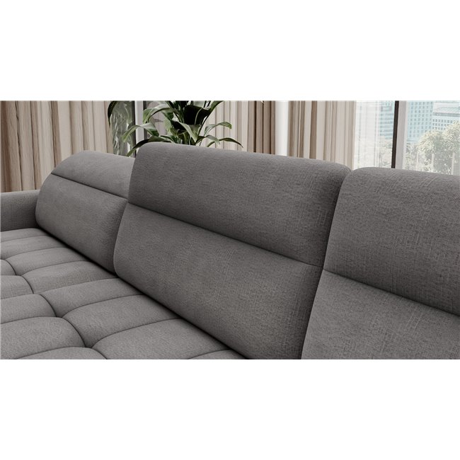 U shape sofa Elberto L, sleeping function, Toscany 03, velvet, grey, H100x165x306cm