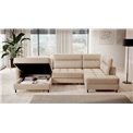 U shape sofa Elberto L, sleeping function, Toscany 18, velvet, beige, H100x165x306cm