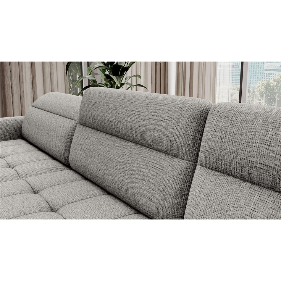 U shape sofa Elberto L, sleeping function, Aubron 04, wavy velvet, grey, H100x165x306cm