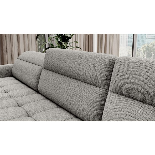 U shape sofa Elberto L, sleeping function, Aubron 04, wavy velvet, grey, H100x165x306cm