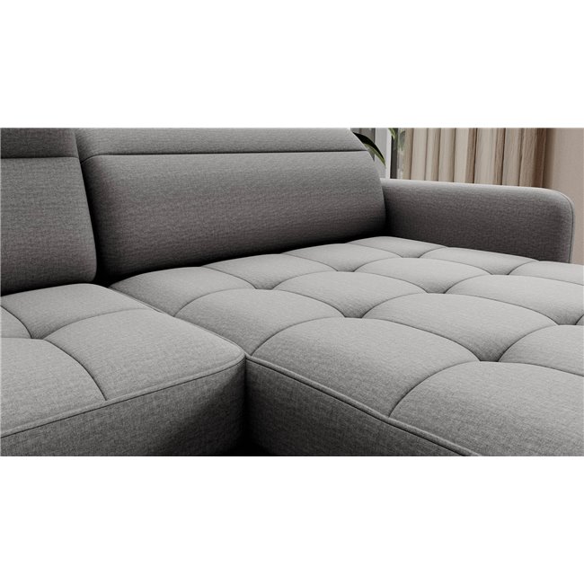 U shape sofa Elberto R, sleeping function, Manhattan 03, velvet, grey, H100x165x306cm