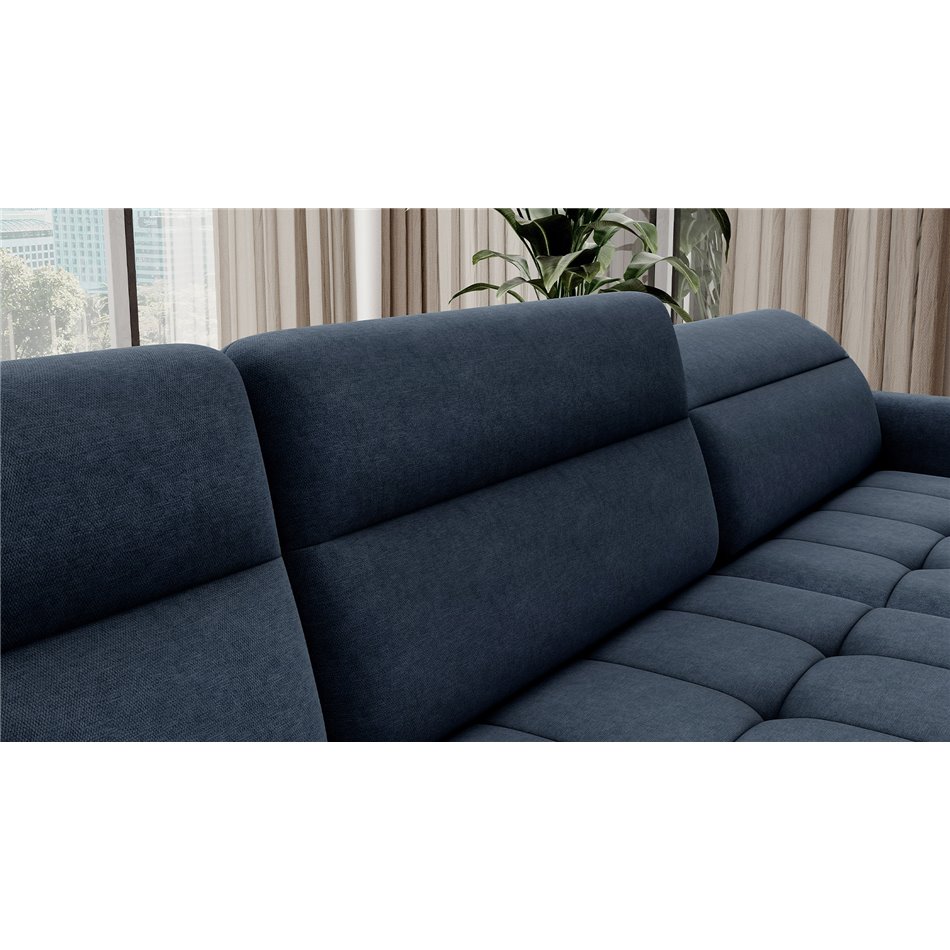 U shape sofa Elberto R, sleeping function, Raquel 40, blue, H100x165x306cm