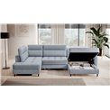 U shape sofa Elberto R, sleeping function, Aubron 100, wavy velvet, blue, H100x165x306cm