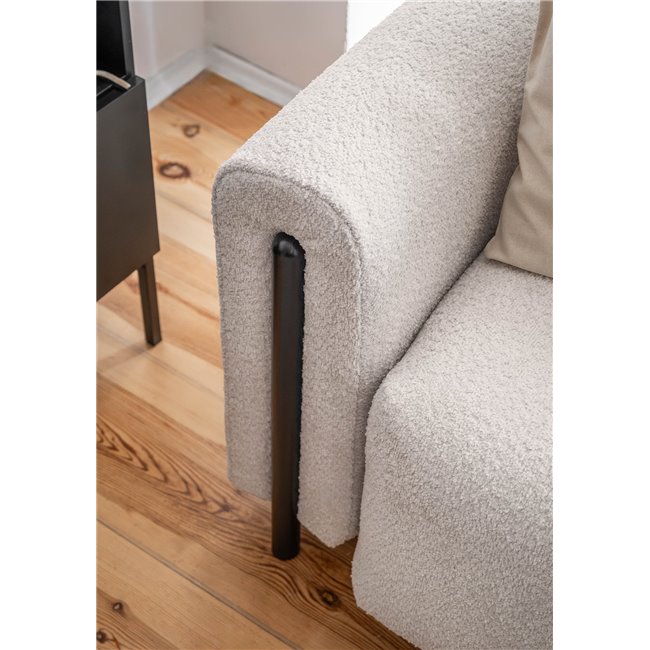 Sofa bed Elcadova Black, sleeping function, Royal 18, bouclé, beige, H97x97x244cm