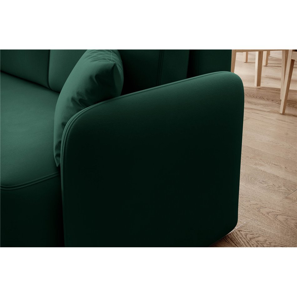 Corner sofa Elhandson L, sleeping function, Lukso 35, velvet, green, H89x150x206cm