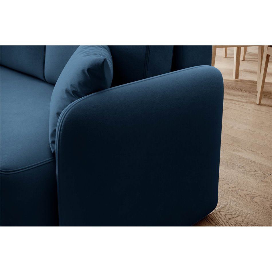 Corner sofa Elhandson L, sleeping function, Lukso 40, velvet, blue, H89x150x206cm
