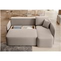 Corner sofa Elhandson R, sleeping function, Sola 18, beige, H89x150x206cm