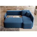 Corner sofa Elhandson R, sleeping function, Lukso 40, velvet, blue, H89x150x206cm