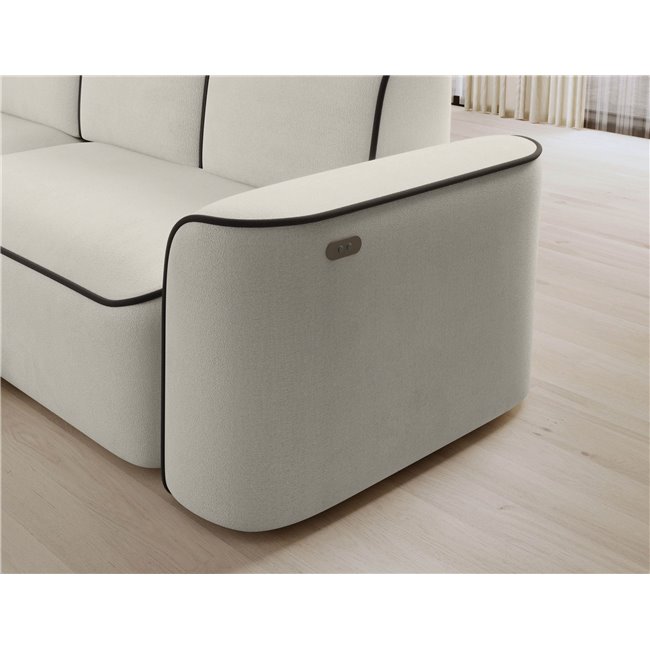 Corner sofa Elume L, sleeping function, Amore 01, Velvetmat 22, bouclé, beige, H88x190x287cm