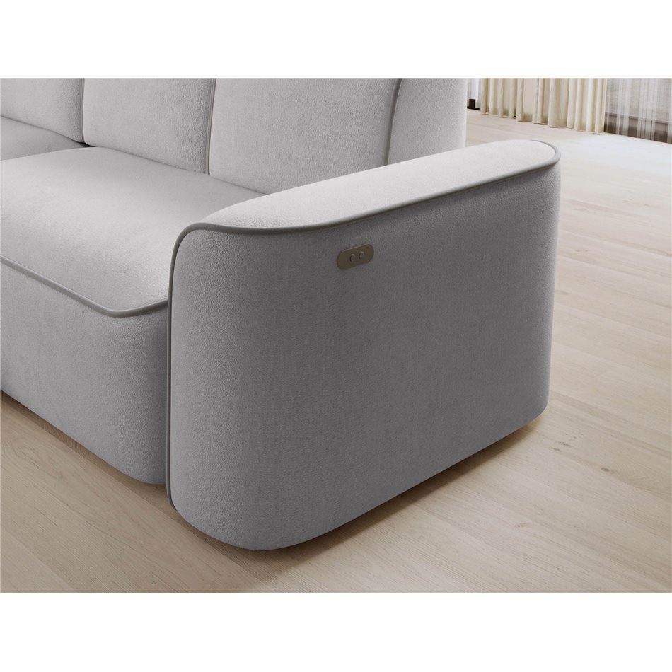 Corner sofa Elume L, sleeping function, Amore 03, Paros 05, bouclé, grey, H88x190x287cm