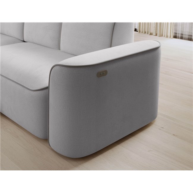 Corner sofa Elume L, sleeping function, Amore 03, Paros 05, bouclé, grey, H88x190x287cm
