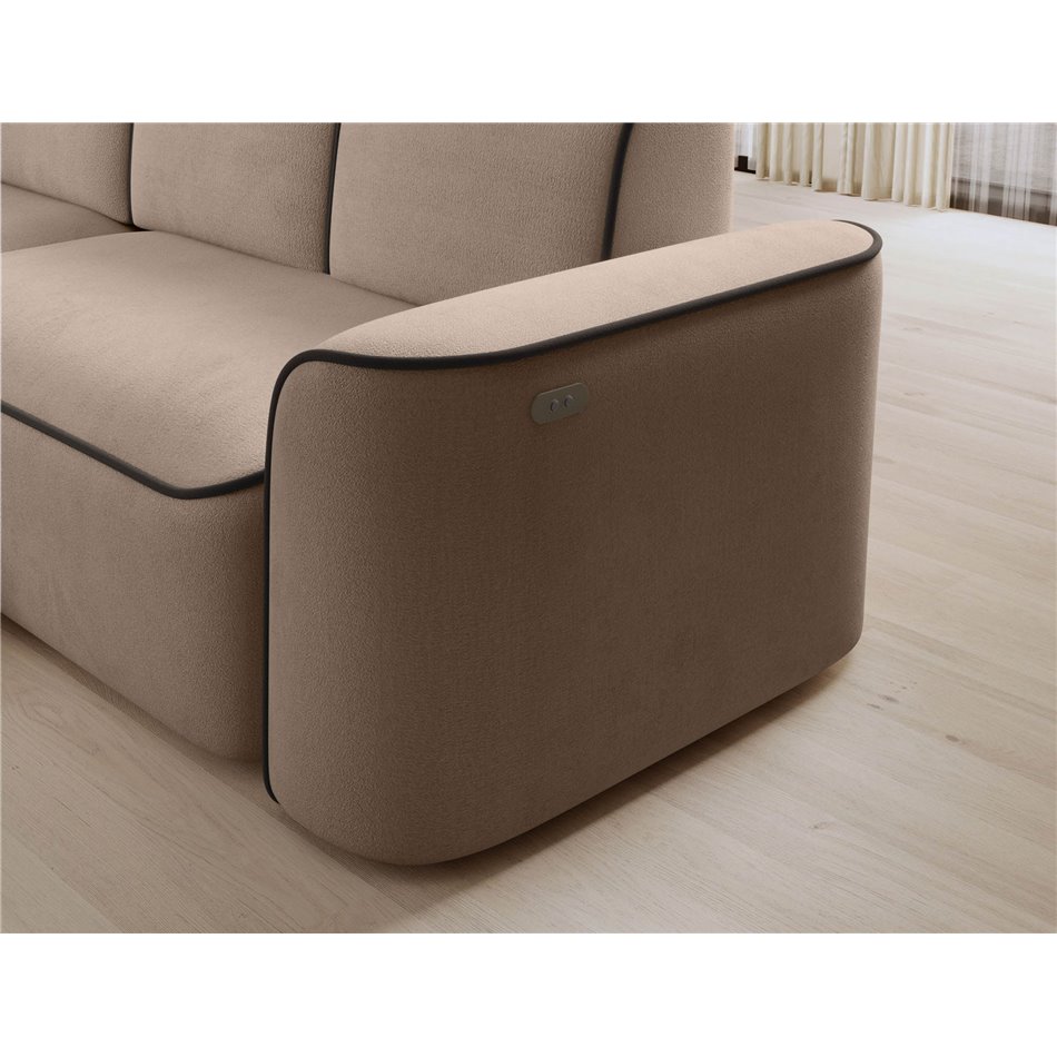 Corner sofa Elume L, sleeping function, Amore 18, Velvetmat 22, bouclé, cream, H88x190x287cm