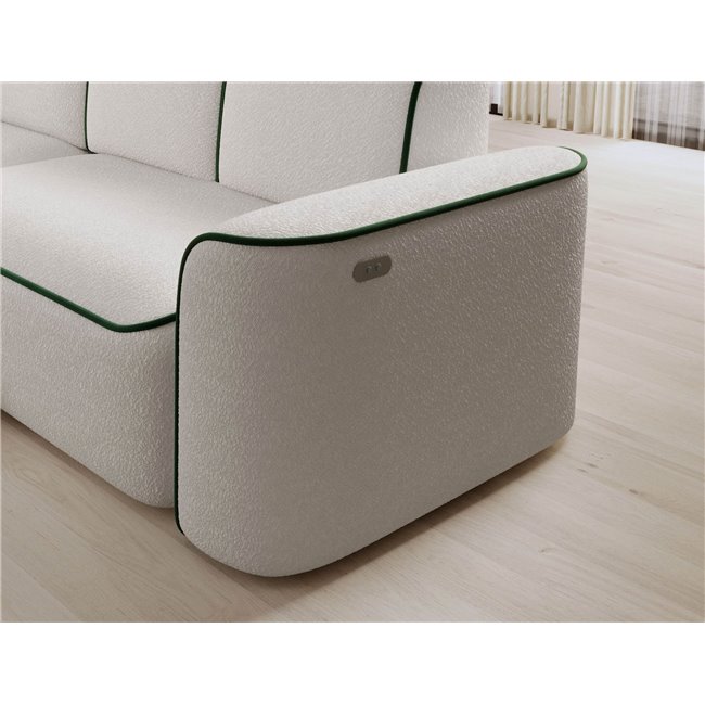 Corner sofa Elume L, sleeping function, Royal 01, Riviera 38, bouclé, white, H88x190x287cm