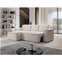 Corner sofa Elume L, sleeping function, Royal 01, Riviera 41, bouclé, white, H88x190x287cm