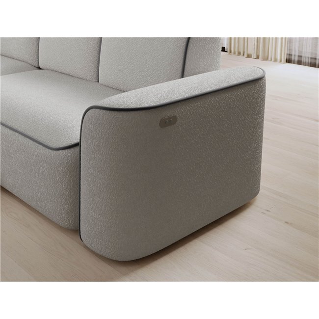 Corner sofa Elume L, sleeping function, Royal 03, Velvetmat 4, bouclé, grey, H88x190x287cm